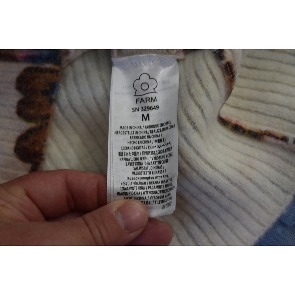 Farm Rio Ainika Cardigan M Cream Tropical Floral Toucan Knit Women Sweater - Picture 6 of 6